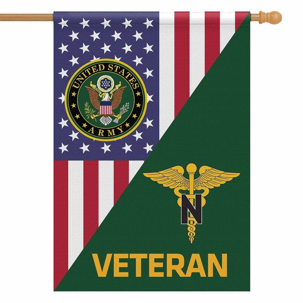 US Army Veteran Insignia With America Flag House Flag 28 Inch x 40 Inch Twin-Side Printing-HouseFlag-Army-Veterans Nation