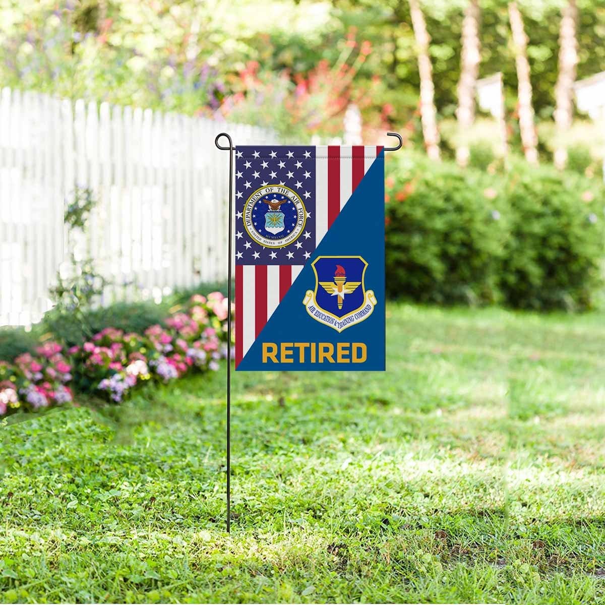 US Air Force Air Education and Training Command Retired Garden Flag/Yard Flag 12 inches x 18 inches Twin-Side Printing-GDFlag-USAF-Shield-Veterans Nation