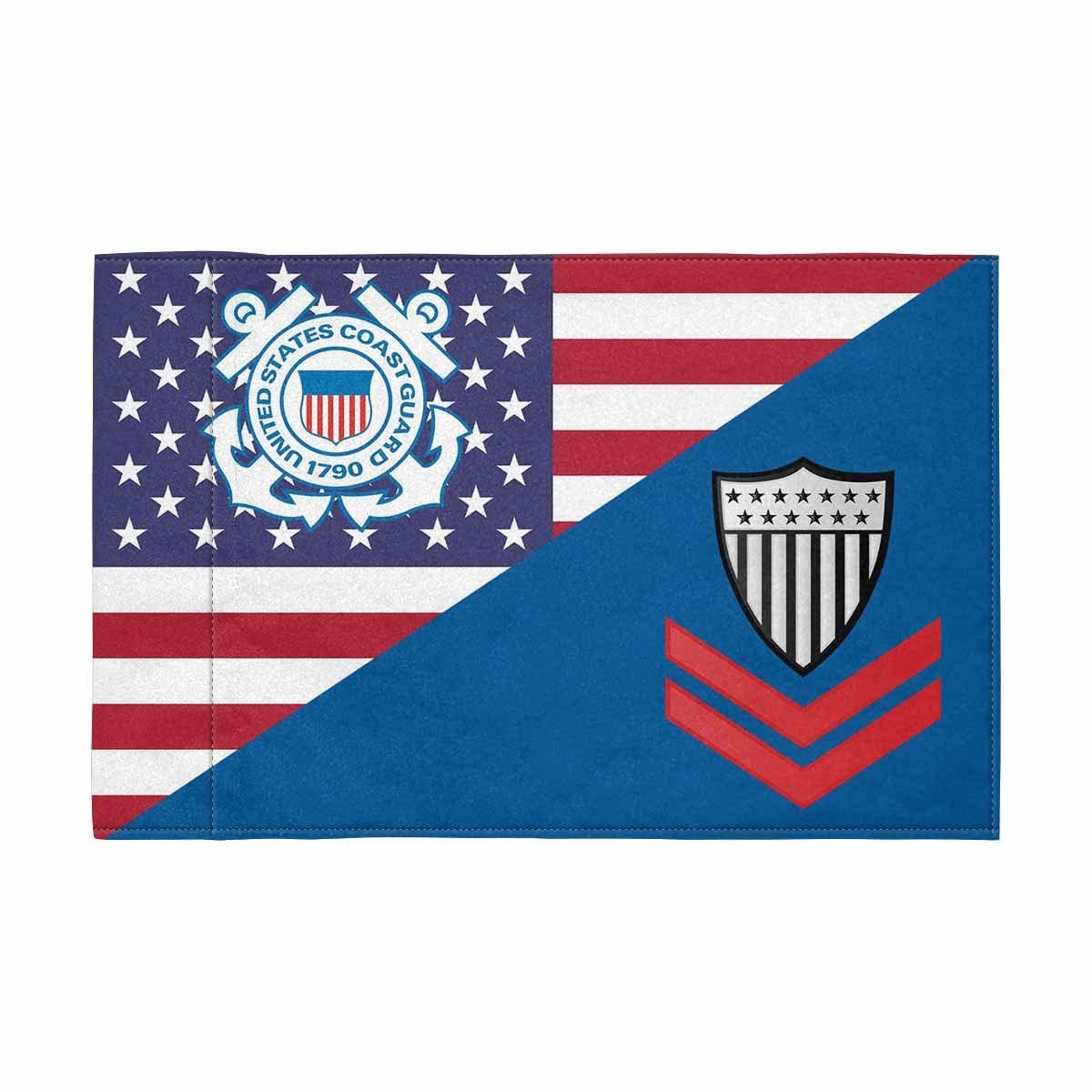 US Coast Guard E-5 Collar Device Motorcycle Flag 9" x 6" Twin-Side Printing D01-MotorcycleFlag-USCG-Veterans Nation