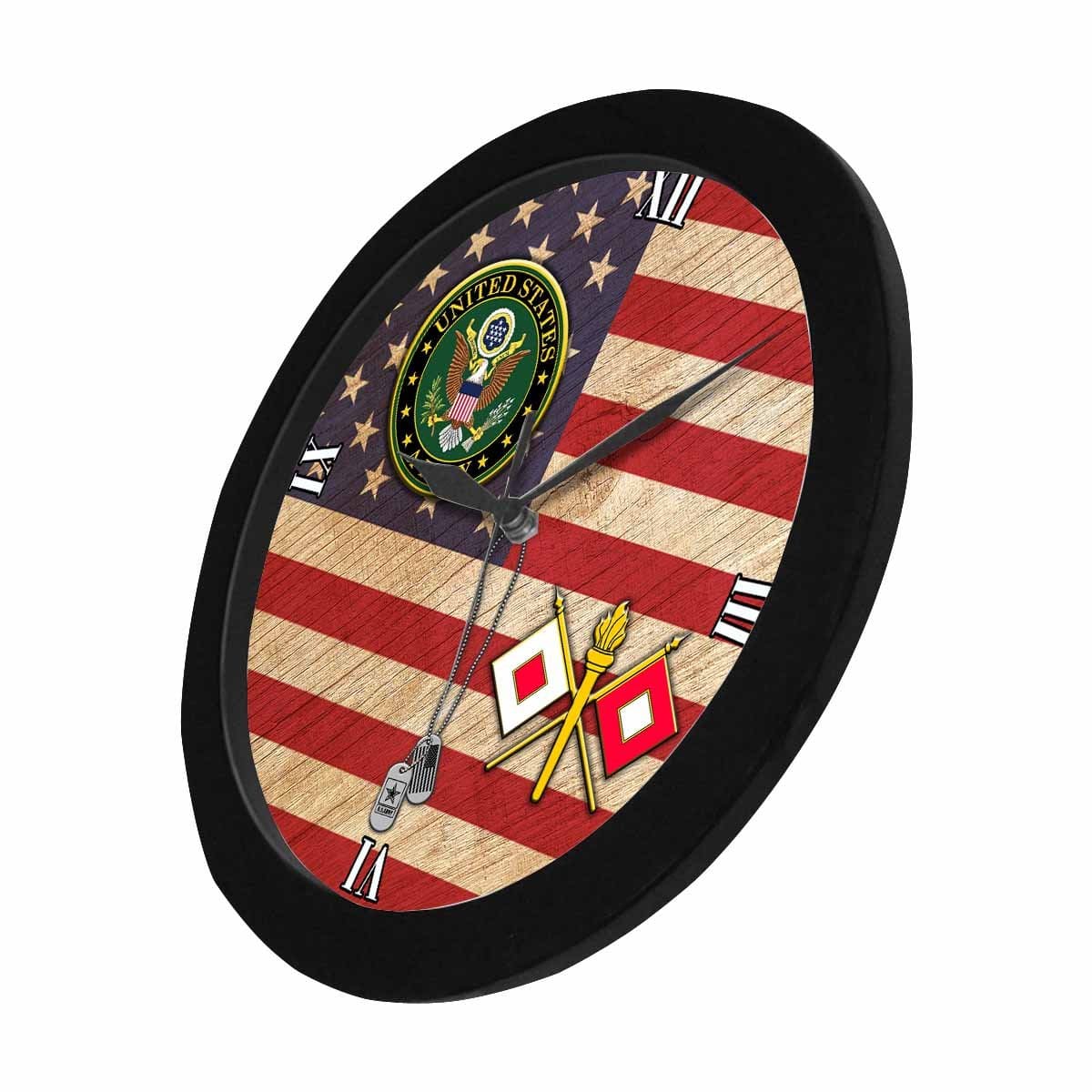 US Army Signal Corps Black Wall Clock-WallClocks-Army-Branch-Veterans Nation