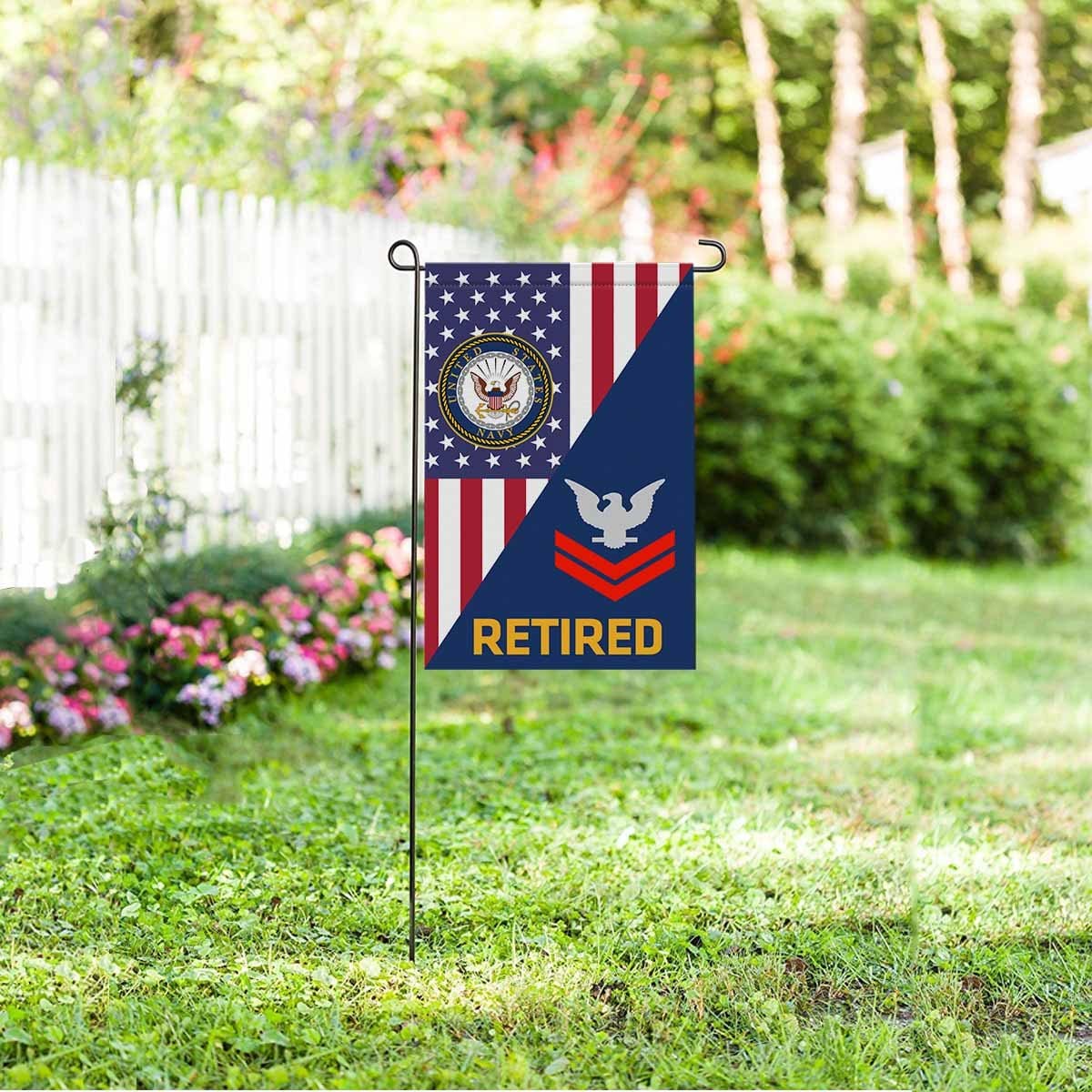 US Navy E-5 Petty Officer Second Class E5 PO2 Collar Device Retired Garden Flag/Yard Flag 12 inches x 18 inches Twin-Side Printing-GDFlag-Navy-Collar-Veterans Nation