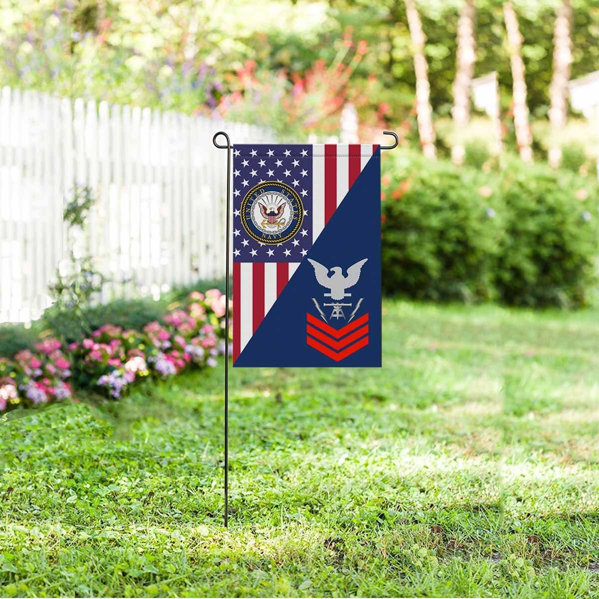 Navy Fire Controlman Navy FC E-6 Red Stripe Garden Flag/Yard Flag 12 inches x 18 inches Twin-Side Printing-GDFlag-Navy-Rating-Veterans Nation