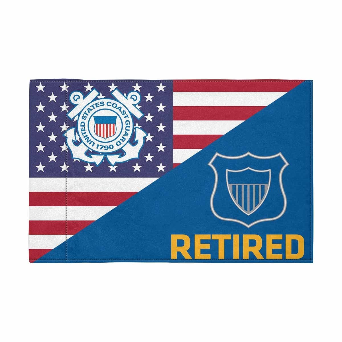 USCG ME Retired Motorcycle Flag 9" x 6" Twin-Side Printing D01-MotorcycleFlag-USCG-Veterans Nation