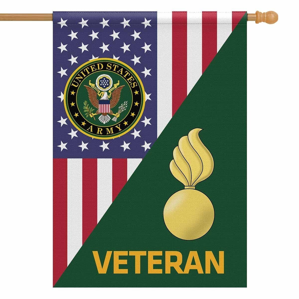 US Army Veteran Insignia With America Flag House Flag 28 Inch x 40 Inch Twin-Side Printing-HouseFlag-Army-Veterans Nation