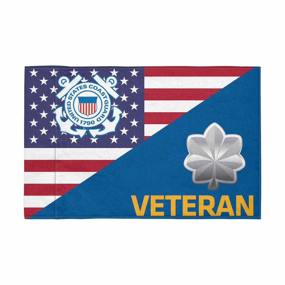 USCG O-5 Veteran Motorcycle Flag 9" x 6" Twin-Side Printing D01-MotorcycleFlag-USCG-Veterans Nation