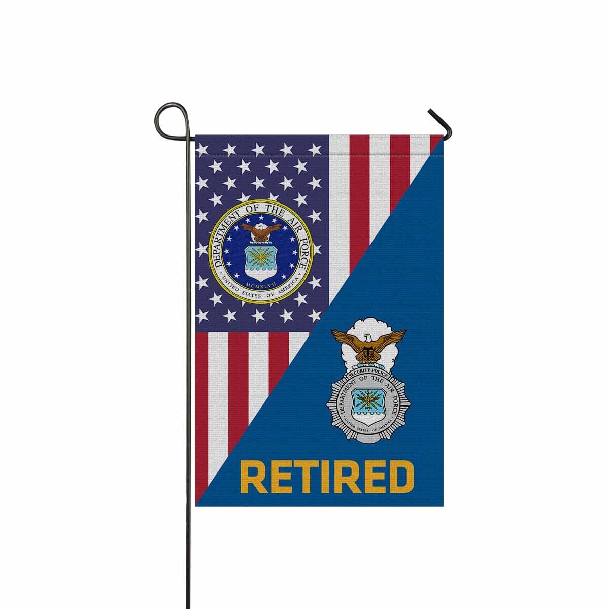 US Air Force Security Police Retired Garden Flag/Yard Flag 12 inches x 18 inches Twin-Side Printing-GDFlag-USAF-Shield-Veterans Nation