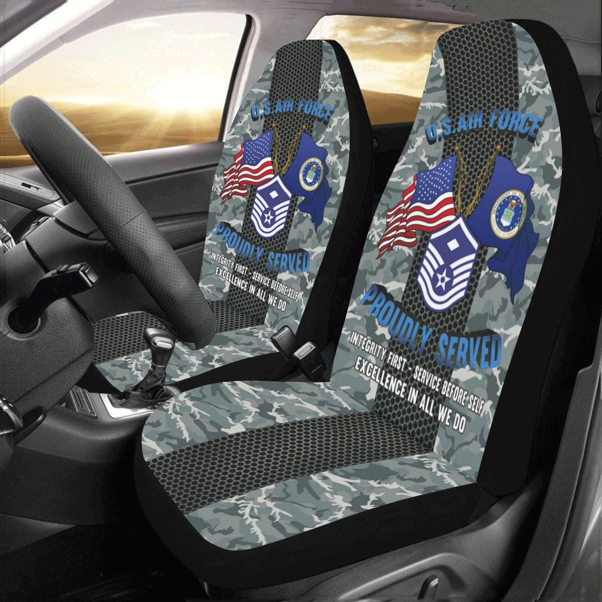 US Air Force E-7 First sergeant E7 - Car Sea Car Seat Covers (Set of 2)-SeatCovers-USAF-Ranks-Veterans Nation