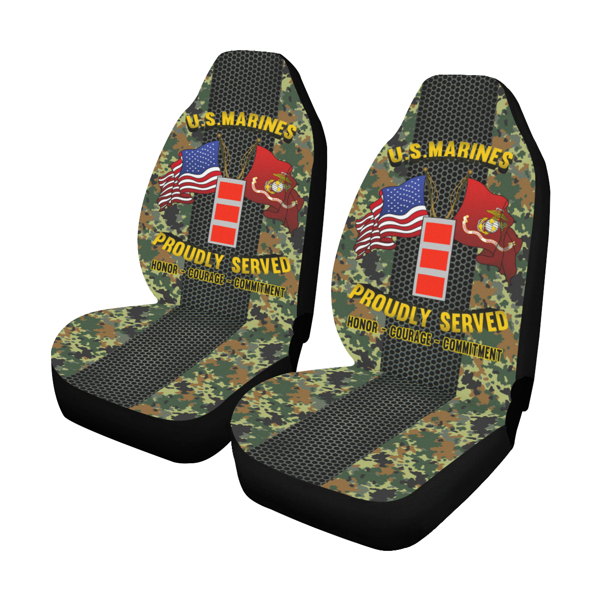 M.Corps W-4 Chief Warrant Officer 4 CW4 M.Corps CW4 Warrant Officer Car Seat Covers (Set of 2)-SeatCovers-USMC-Ranks-Veterans Nation