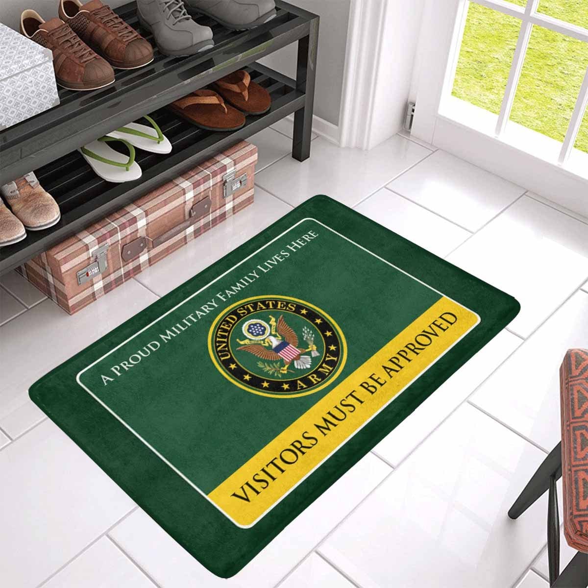 Proud Military Family Army Doormat - Visitors must be approved-Doormat-Army-Logo-Veterans Nation