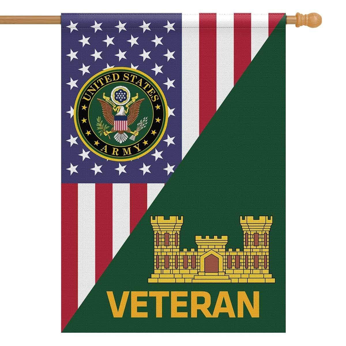 US Army Veteran Insignia With America Flag House Flag 28 Inch x 40 Inch Twin-Side Printing-HouseFlag-Army-Veterans Nation