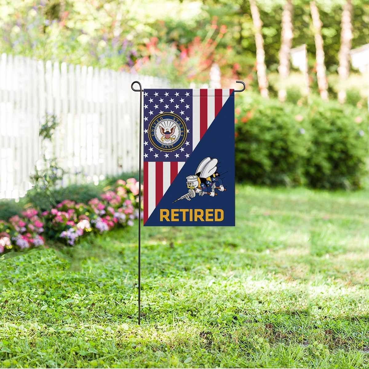 US Navy Seabees Retired Garden Flag/Yard Flag 12 inches x 18 inches Twin-Side Printing-GDFlag-Navy-Collar-Veterans Nation