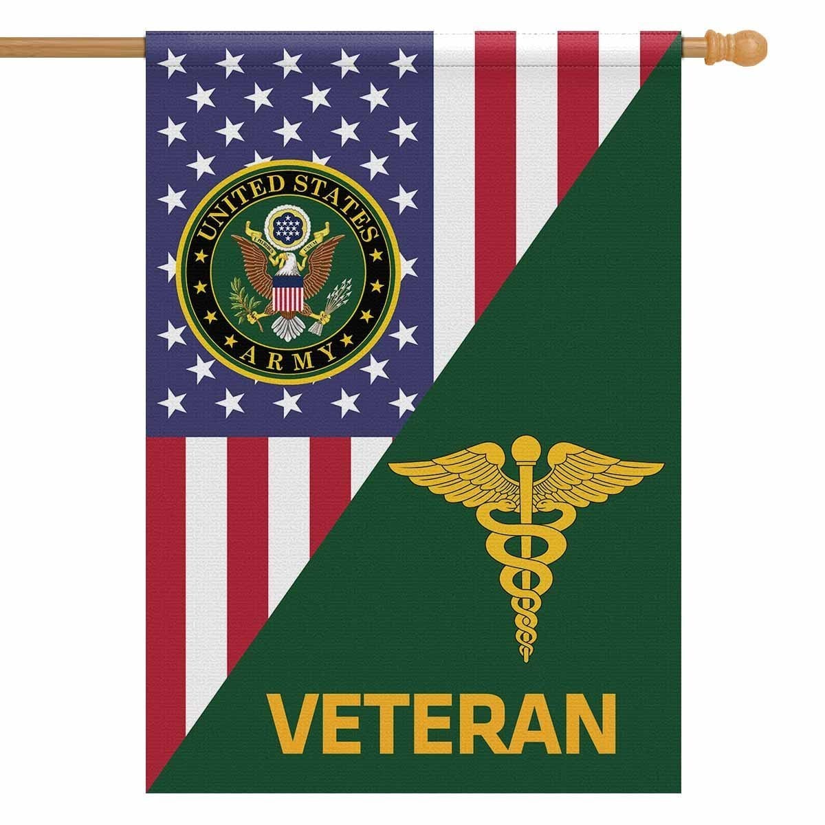 US Army Veteran Insignia With America Flag House Flag 28 Inch x 40 Inch Twin-Side Printing-HouseFlag-Army-Veterans Nation