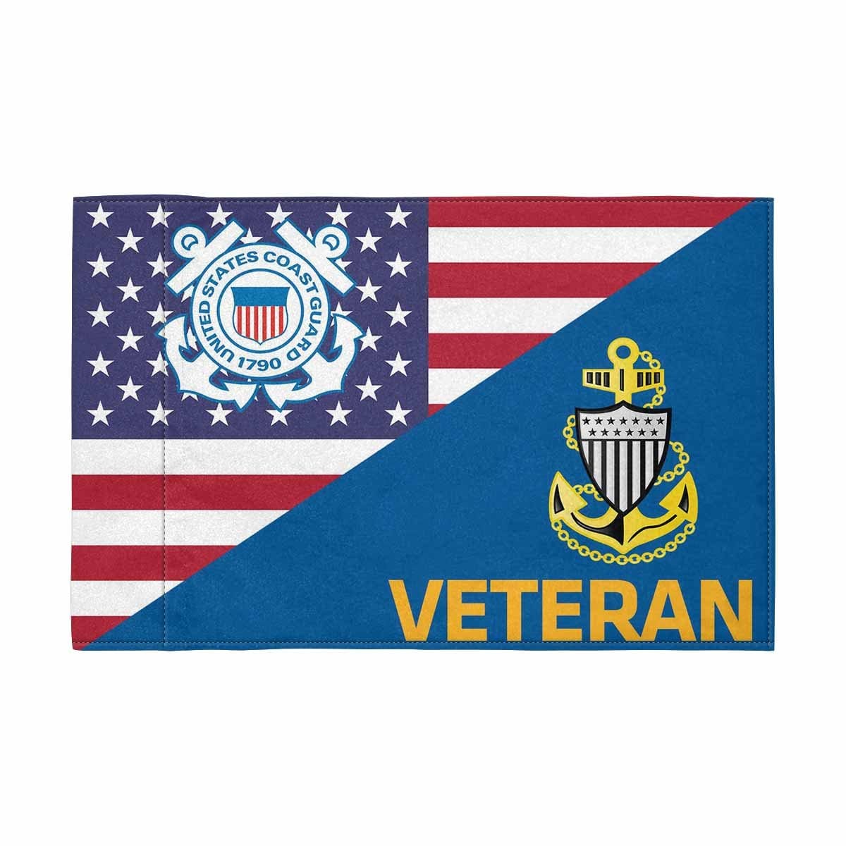 US Coast Guard E-7 Collar Device Veteran Motorcycle Flag 9" x 6" Twin-Side Printing D01-MotorcycleFlag-USCG-Veterans Nation