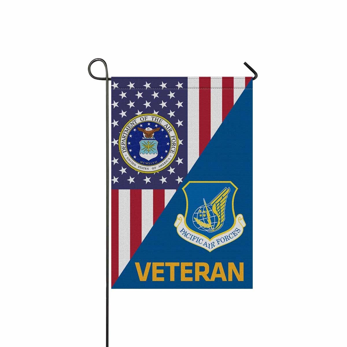 US Air Force Pacific Air Forces Veteran Garden Flag/Yard Flag 12 inches x 18 inches Twin-Side Printing-GDFlag-USAF-Shield-Veterans Nation