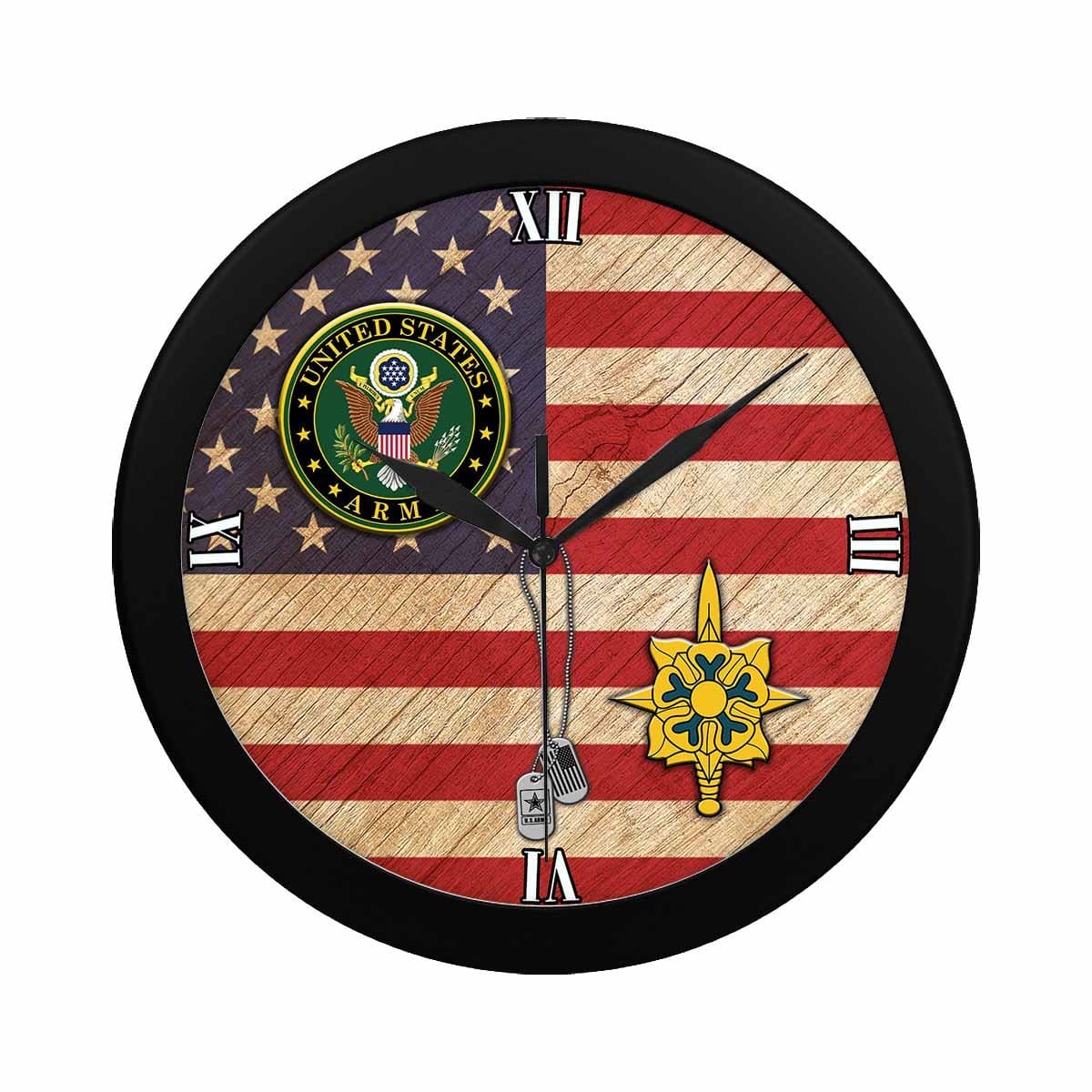 US Army Military Intelligence Branch Black Wall Clock-WallClocks-Army-Branch-Veterans Nation