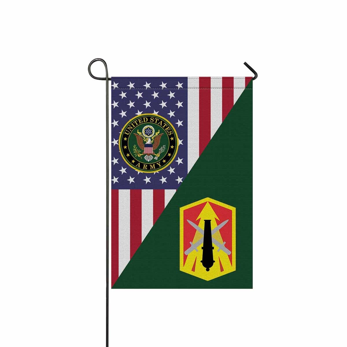 US ARMY 214TH FIRES BRIGADE Garden Flag/Yard Flag 12 inches x 18 inches Twin-Side Printing-GDFlag-Army-CSIB-Veterans Nation