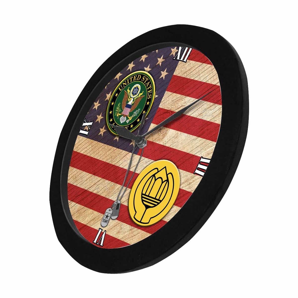 US Army Chaplain Assistant Black Wall Clock-WallClocks-Army-Branch-Veterans Nation