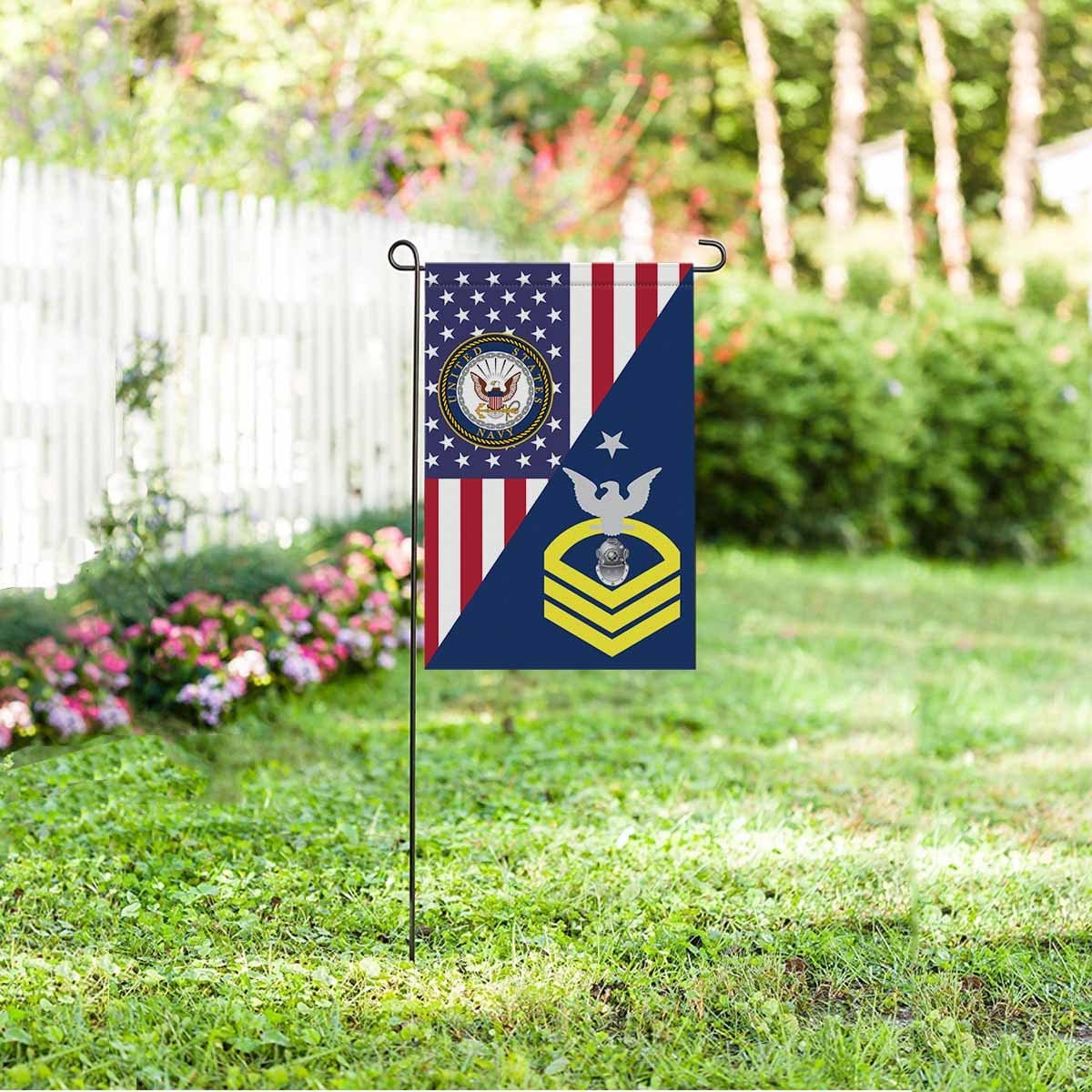 US Navy Diver Navy ND E-8 SCPO Senior Chief Petty Officer Garden Flag/Yard Flag 12 inches x 18 inches Twin-Side Printing-GDFlag-Navy-Rating-Veterans Nation