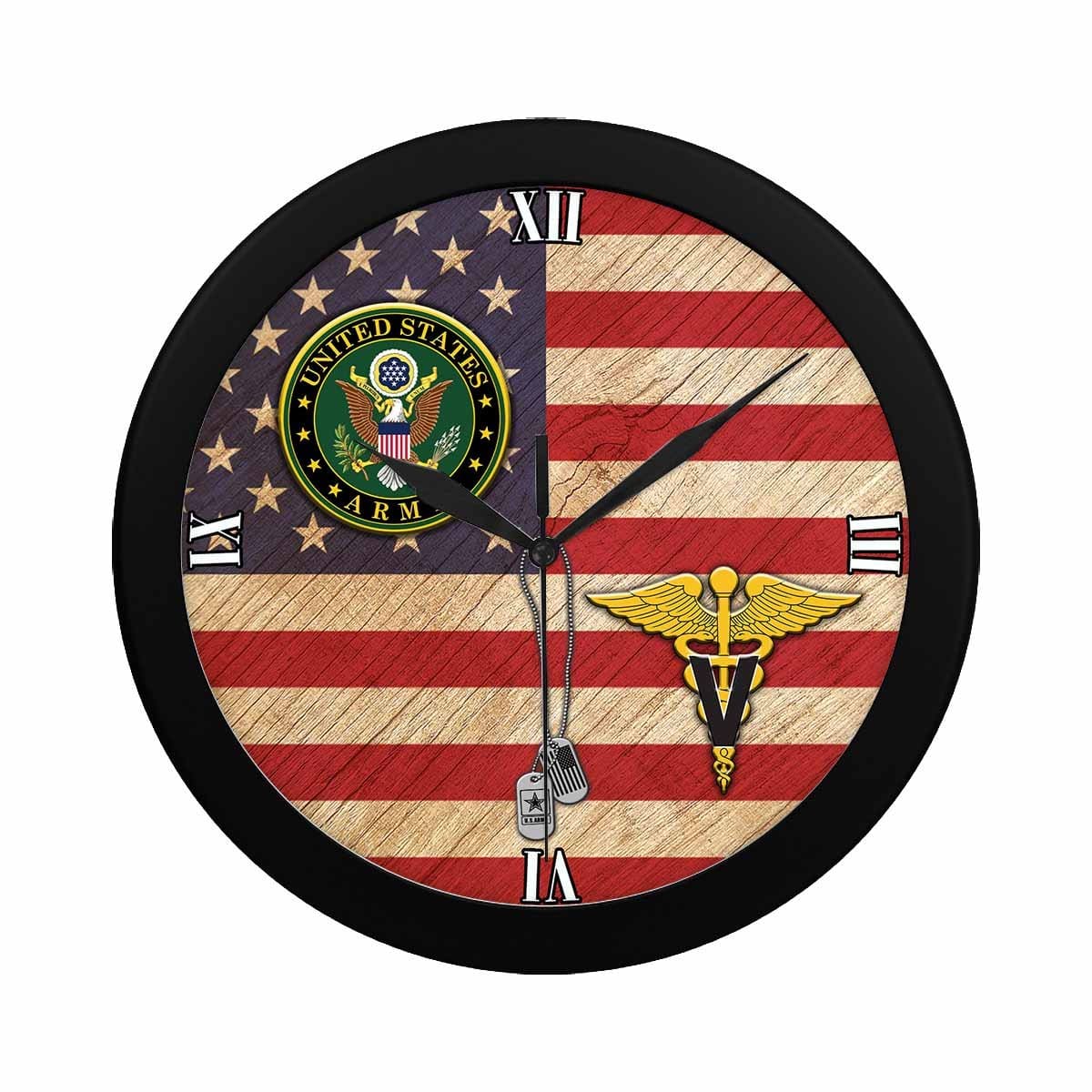 US Army Veterinary Corps Black Wall Clock-WallClocks-Army-Branch-Veterans Nation