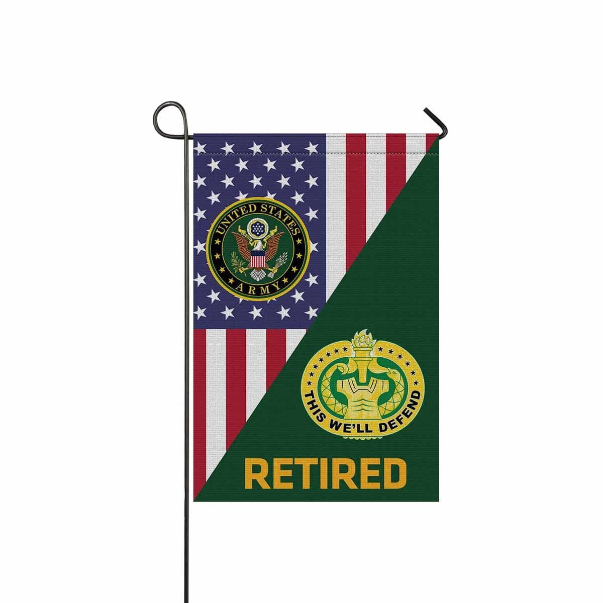 US Army Drill Sergeant Retired Garden Flag/Yard Flag 12 Inch x 18 Inch Twin-Side Printing-GDFlag-Army-Branch-Veterans Nation