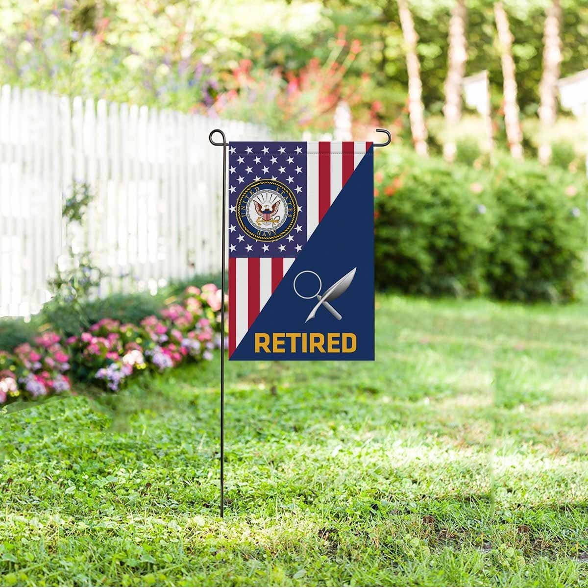 US Navy Intelligence Specialist Navy IS Retired Garden Flag/Yard Flag 12 inches x 18 inches Twin-Side Printing-GDFlag-Navy-Rate-Veterans Nation