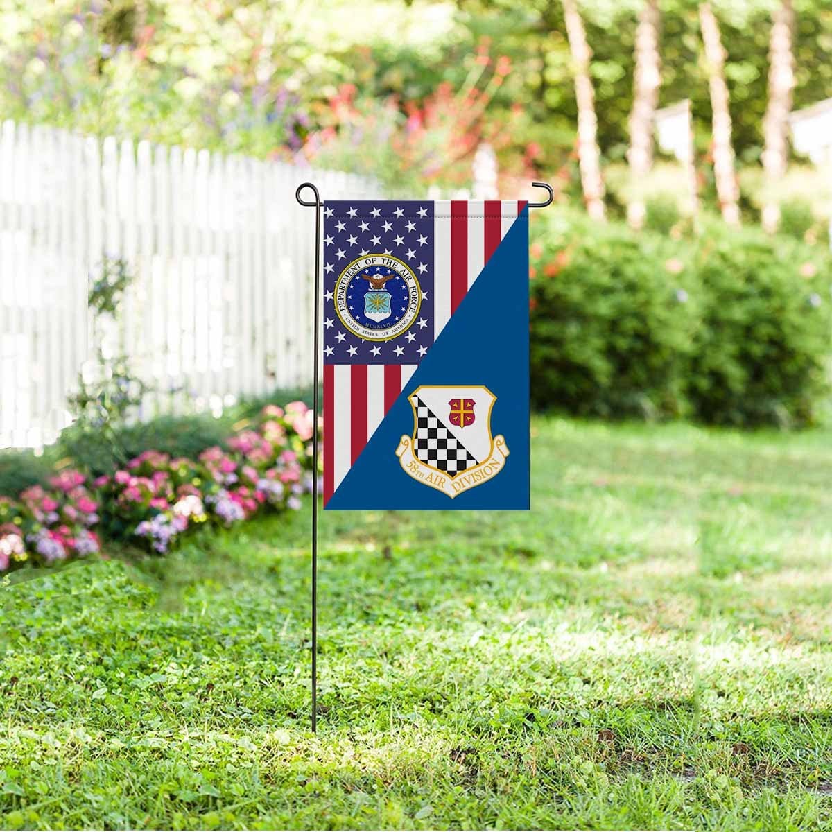 US Air Force 58th Air Division Garden Flag/Yard Flag 12 inches x 18 inches Twin-Side Printing-GDFlag-USAF-AirDivision-Veterans Nation