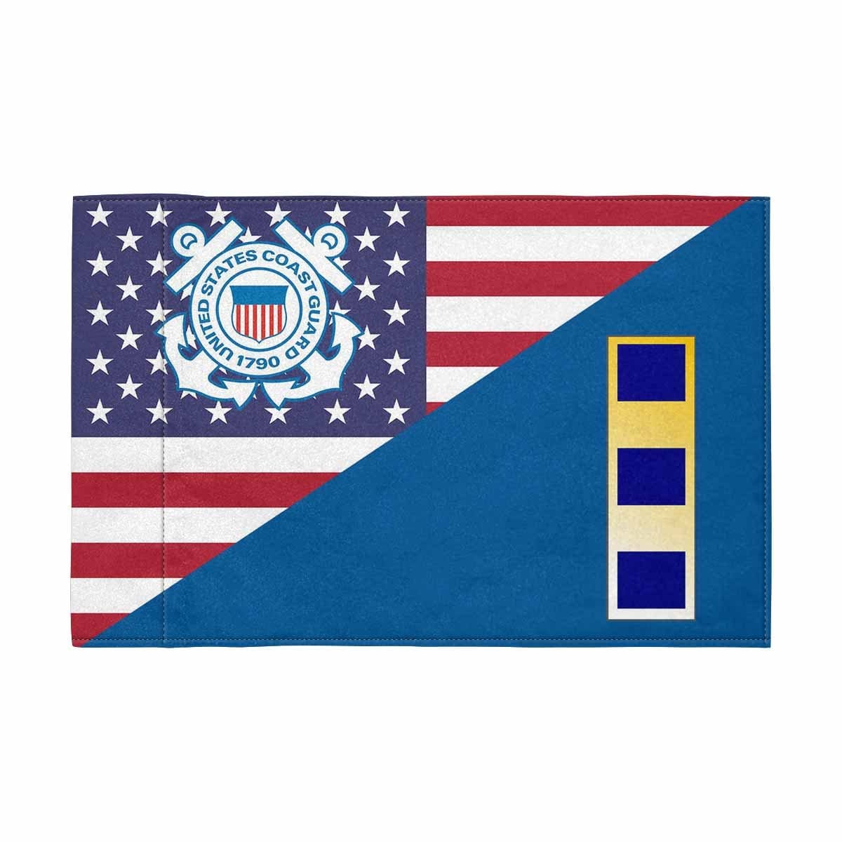 USCG W-2 Motorcycle Flag 9" x 6" Twin-Side Printing D01-MotorcycleFlag-USCG-Veterans Nation