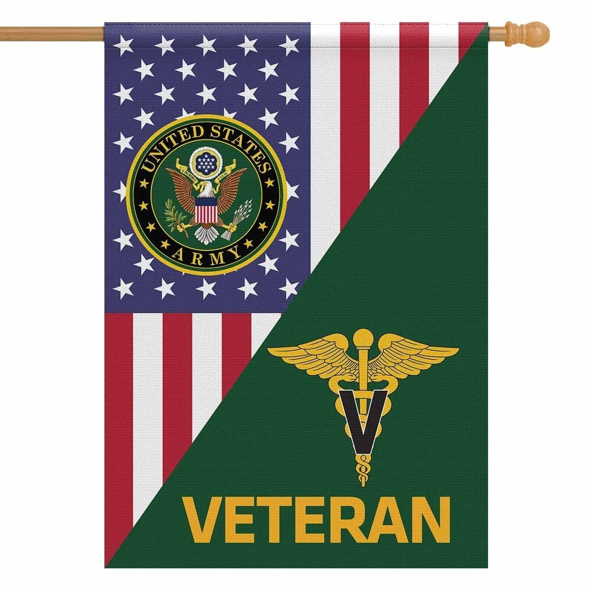 US Army Veteran Insignia With America Flag House Flag 28 Inch x 40 Inch Twin-Side Printing-HouseFlag-Army-Veterans Nation