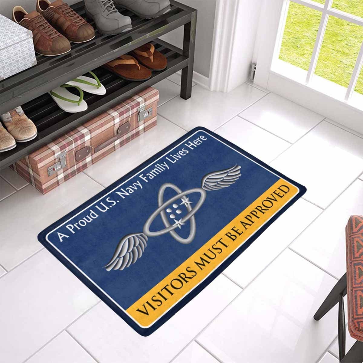 Navy Aviation Electronics Technician Navy AT Family Doormat - Visitors must be approved (23,6 inches x 15,7 inches)-Doormat-Navy-Rate-Veterans Nation