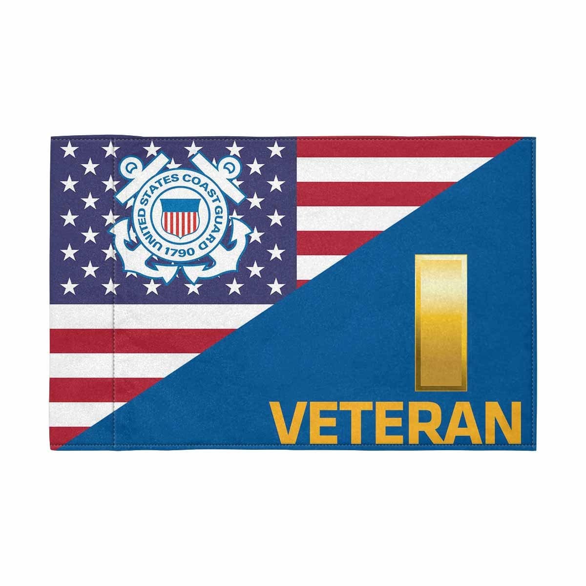 USCG O-1 Veteran Motorcycle Flag 9" x 6" Twin-Side Printing D01-MotorcycleFlag-USCG-Veterans Nation