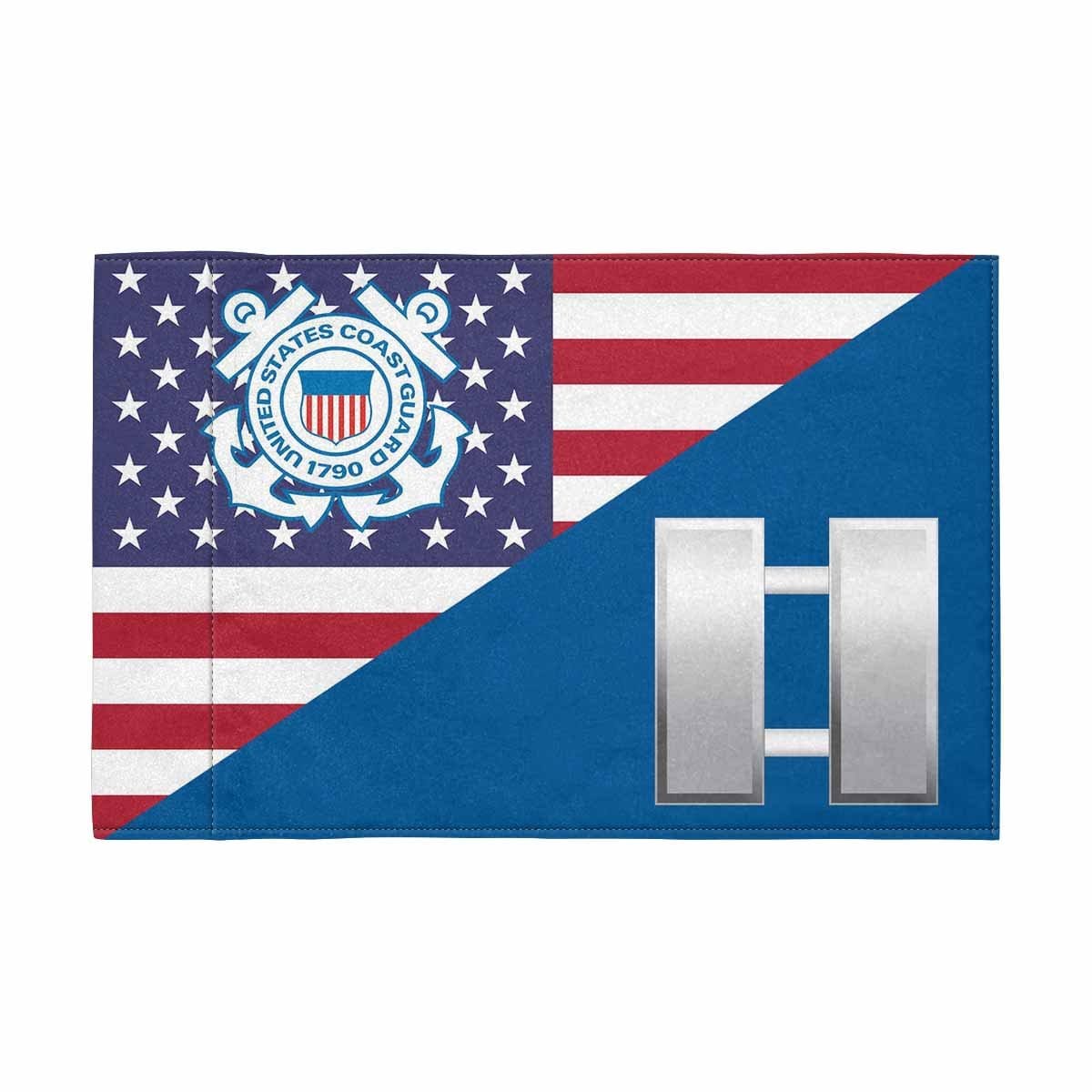 USCG O-3 Motorcycle Flag 9" x 6" Twin-Side Printing D01-MotorcycleFlag-USCG-Veterans Nation