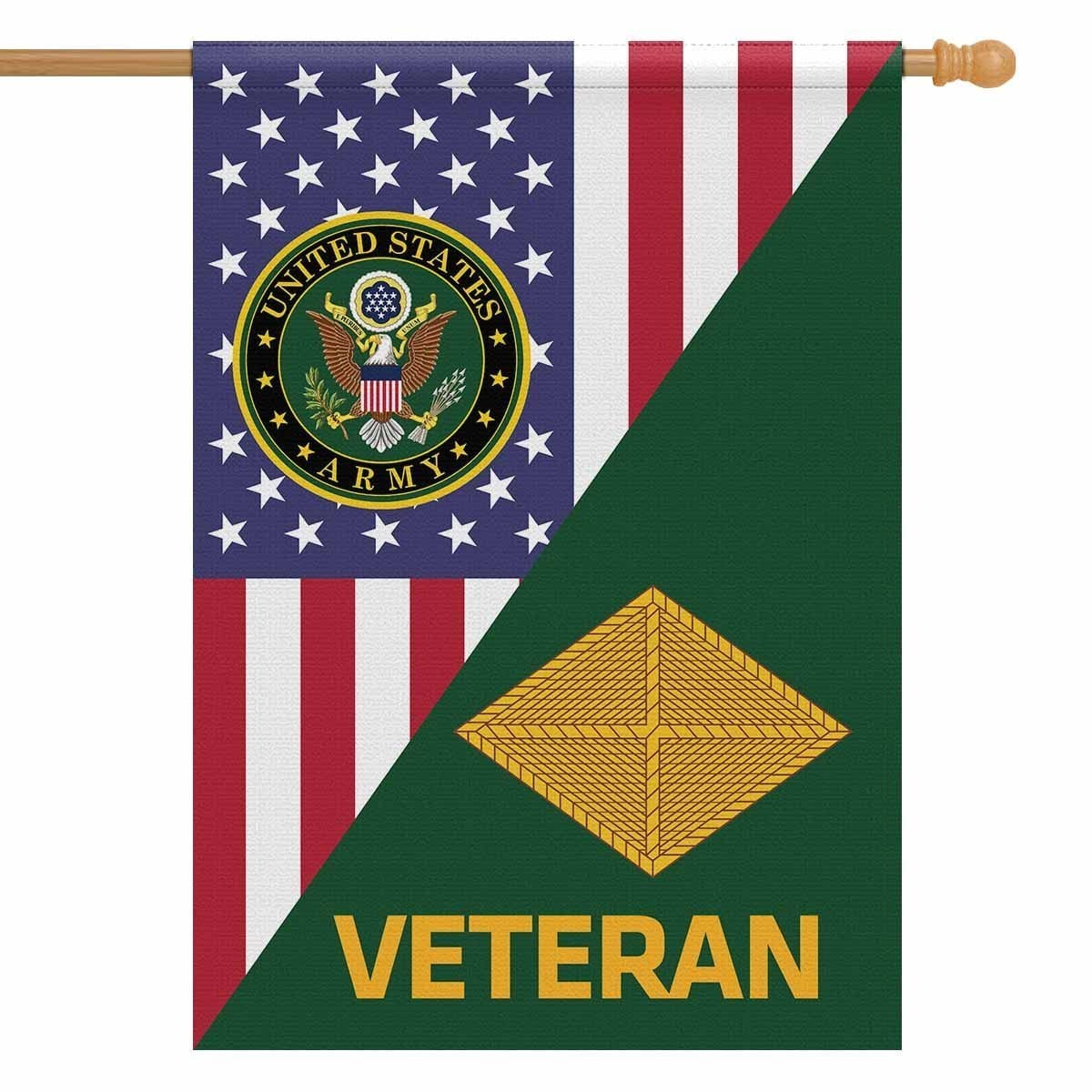 US Army Veteran Insignia With America Flag House Flag 28 Inch x 40 Inch Twin-Side Printing-HouseFlag-Army-Veterans Nation