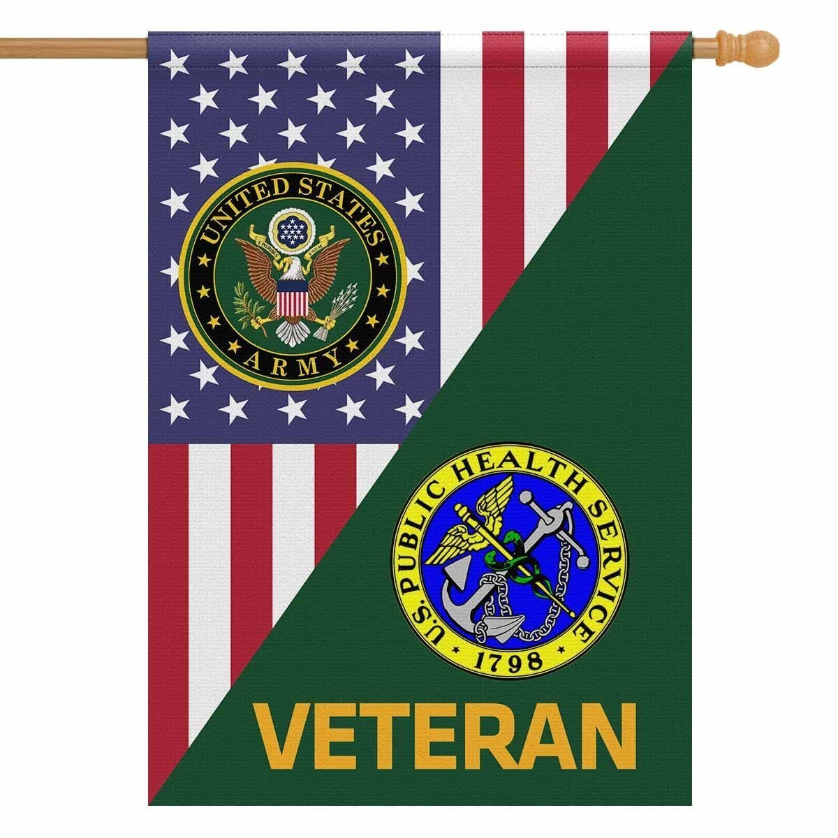 US Army Veteran Insignia With America Flag House Flag 28 Inch x 40 Inch Twin-Side Printing-HouseFlag-Army-Veterans Nation