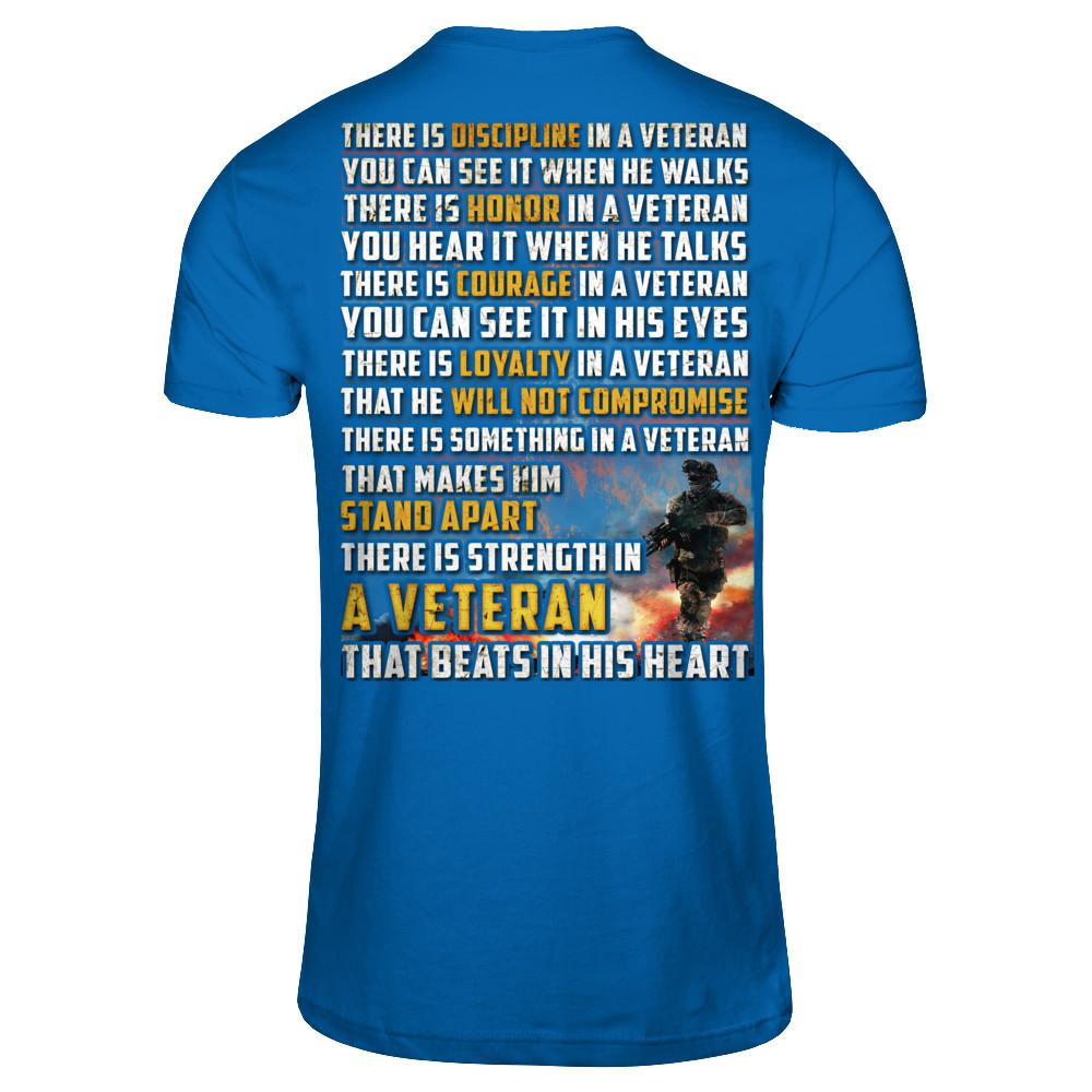 Military T-Shirt "Veteran - Beats in His Heart"-TShirt-General-Veterans Nation