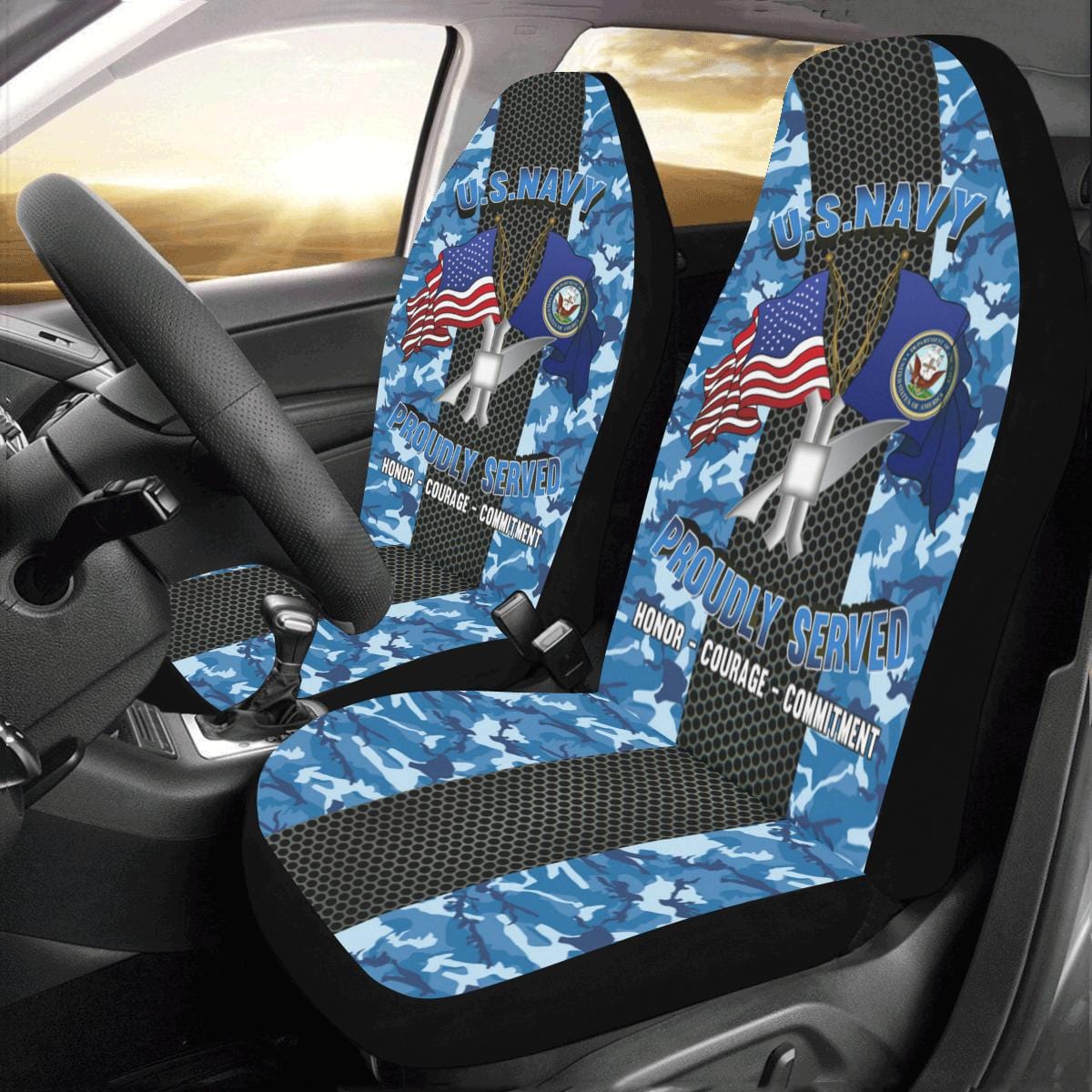 Navy Legalman Navy LN Car Seat Covers (Set of 2)-SeatCovers-Navy-Rate-Veterans Nation