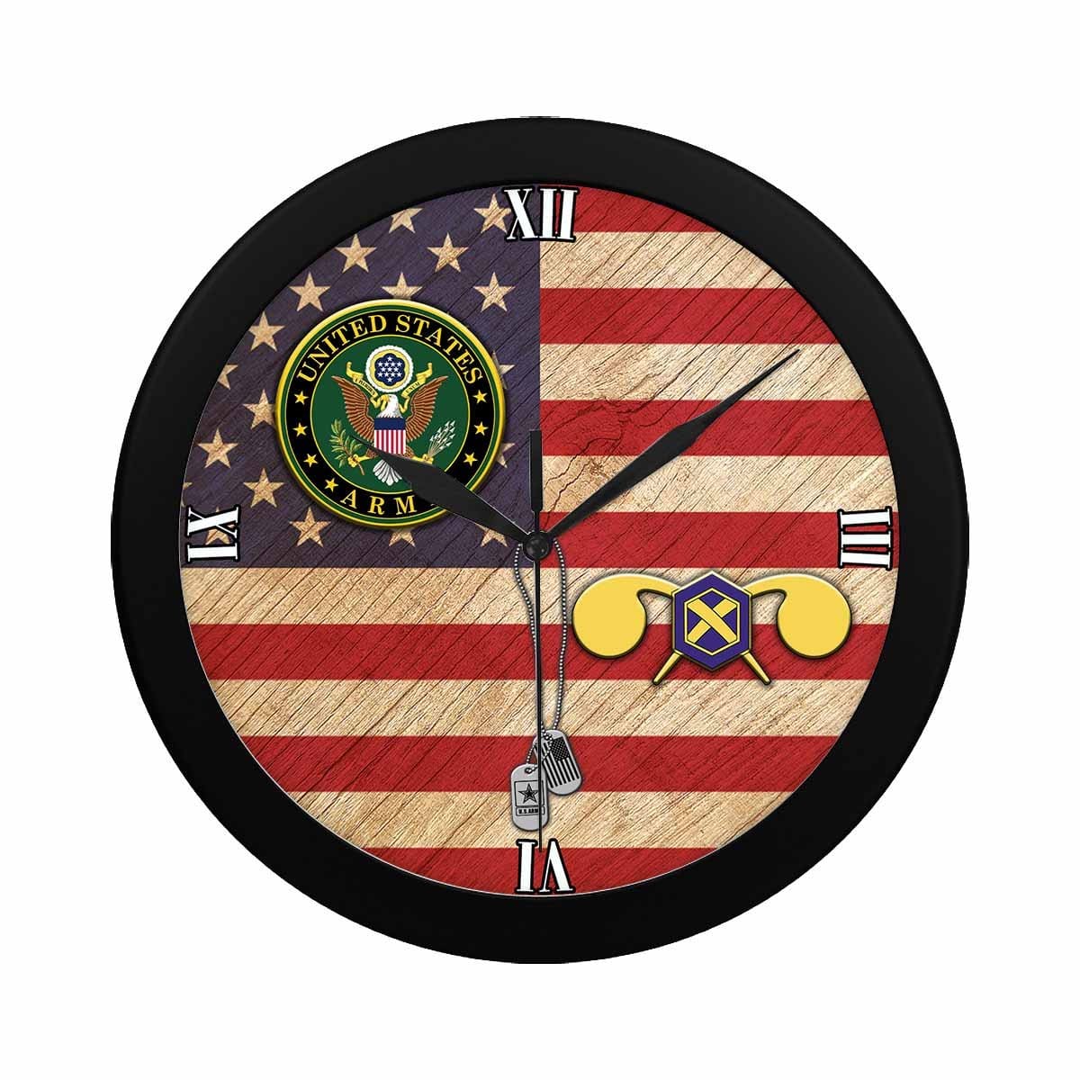 US Army Chemical Corps Black Wall Clock-WallClocks-Army-Branch-Veterans Nation