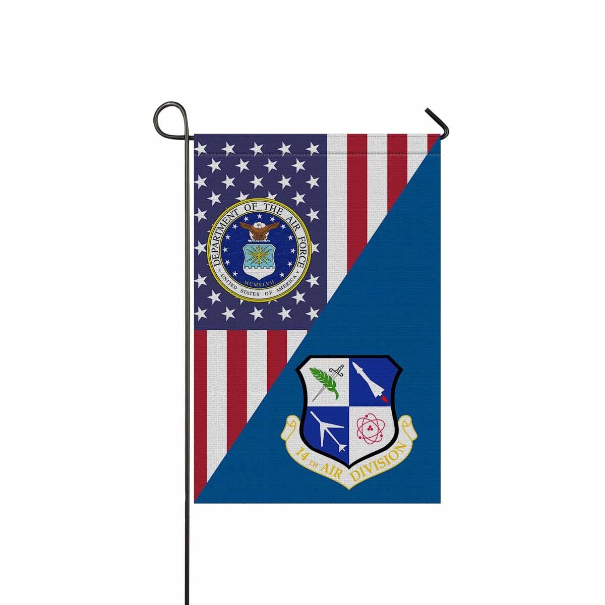 US Air Force 14th Air Division Garden Flag/Yard Flag 12 inches x 18 inches Twin-Side Printing-GDFlag-USAF-AirDivision-Veterans Nation