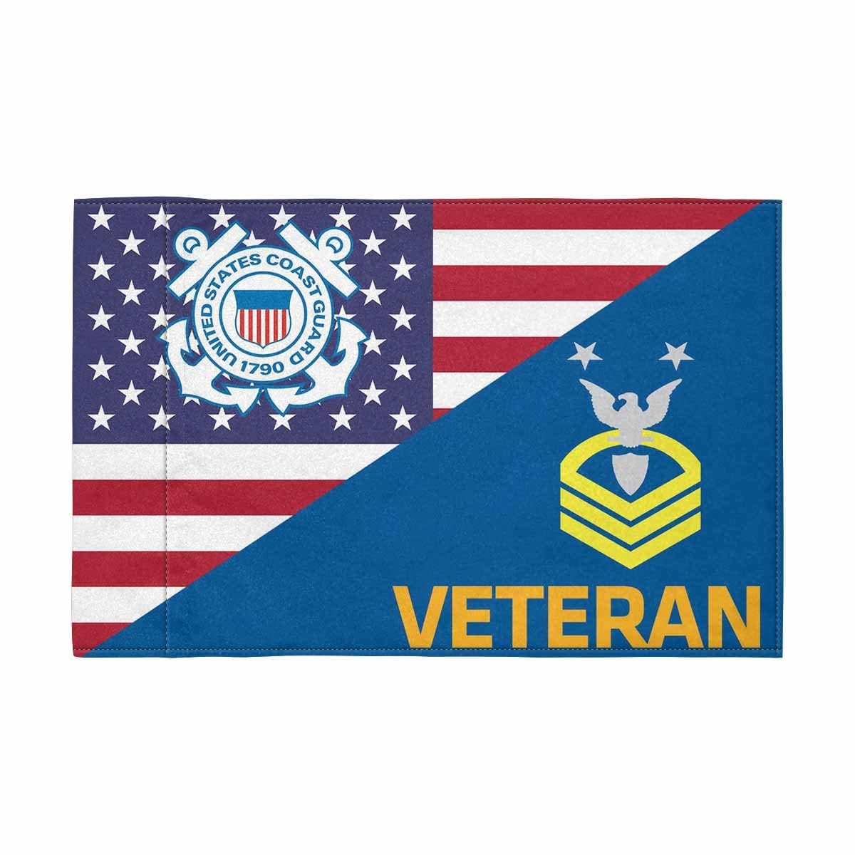 US Coast Guard E-9 CMC Collar Device Veteran Motorcycle Flag 9" x 6" Twin-Side Printing D01-MotorcycleFlag-USCG-Veterans Nation