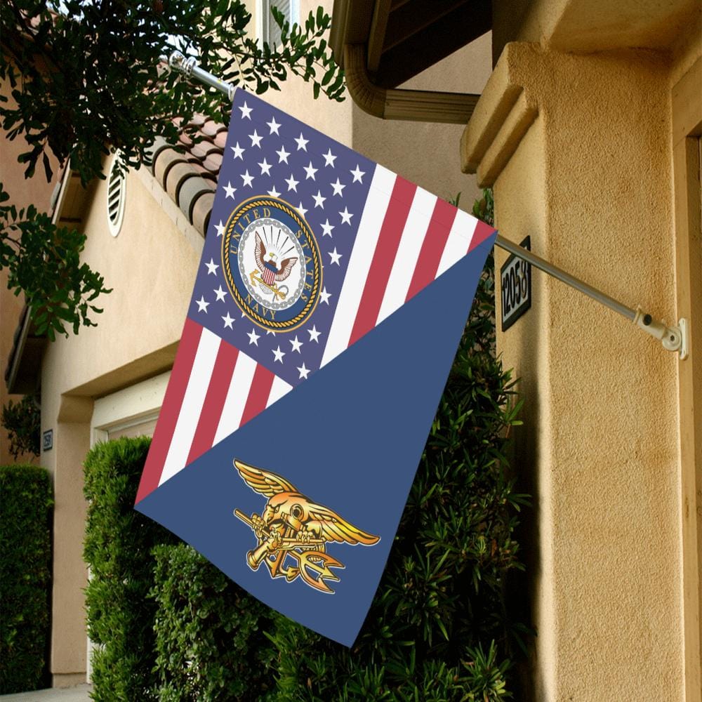 US Navy Special Warfare House Flag 28 inches x 40 inches Twin-Side Printing-HouseFlag-Navy-Badge-Veterans Nation