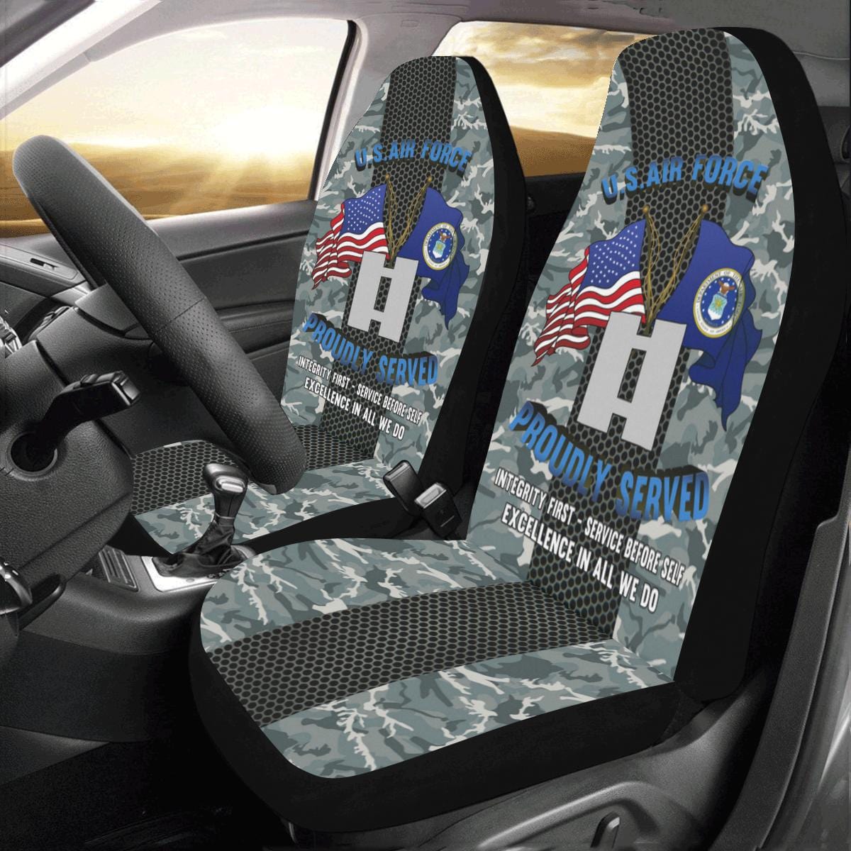 US Air Force O-3 Captain Capt O3 Commissioned Offi Car Seat Covers (Set of 2)-SeatCovers-USAF-Ranks-Veterans Nation