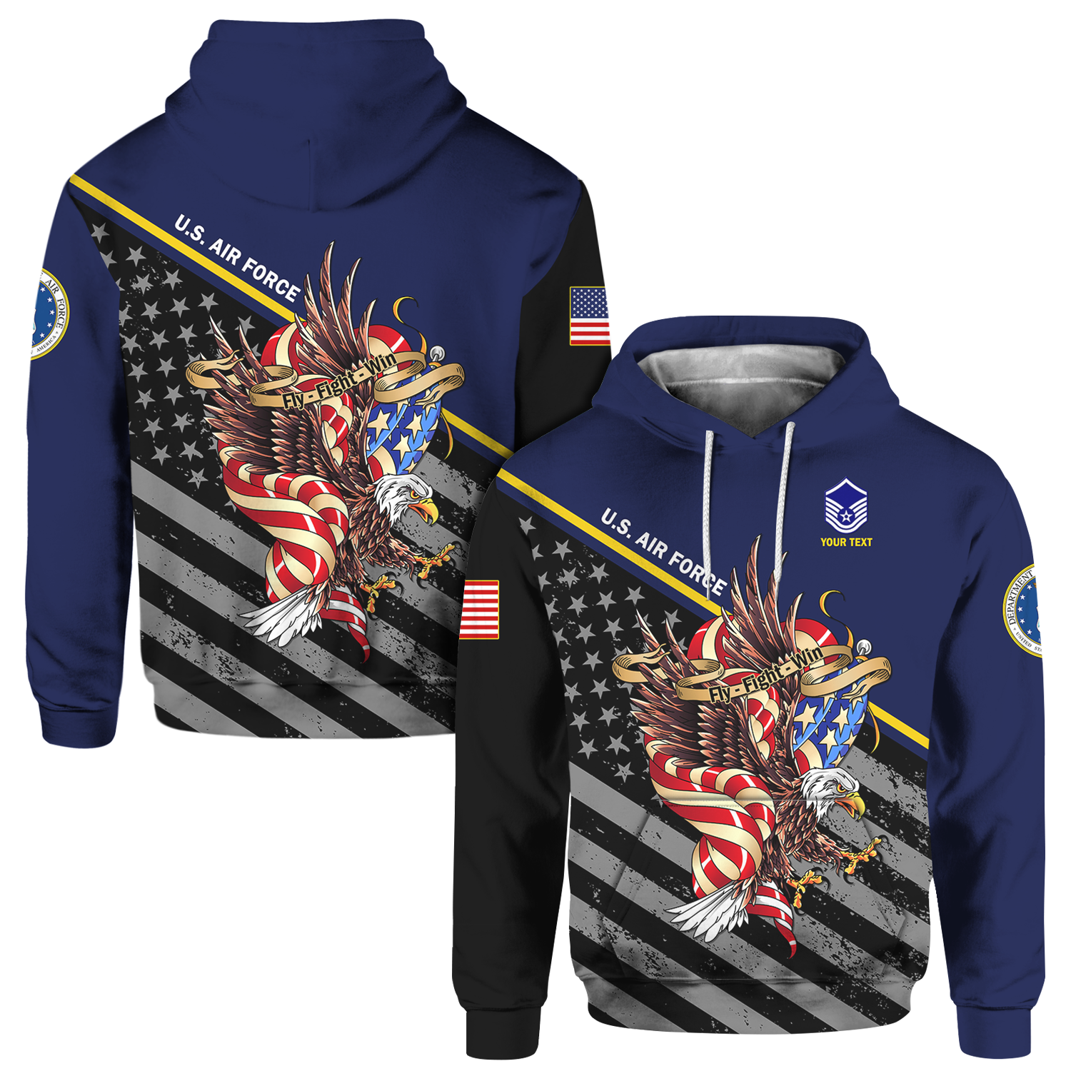 Custom 3D All Over Prints Hoodie, Personalized Name And Ranks, Military Motto-AOV-Custom-Veterans Nation