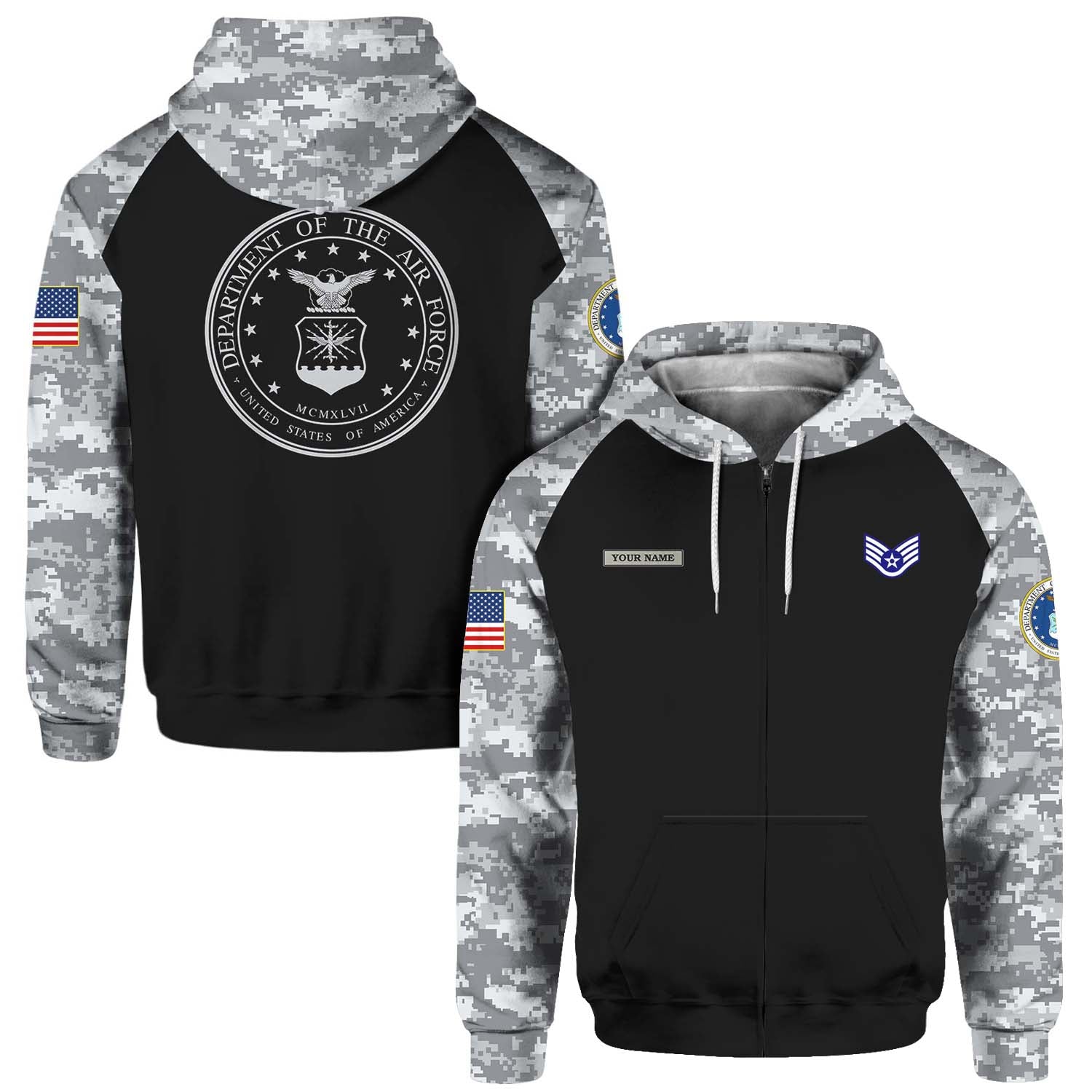 Custom 3D All Over Prints Hoodie, Personalized Name And Ranks, Military Camo-AOV-Custom-Veterans Nation