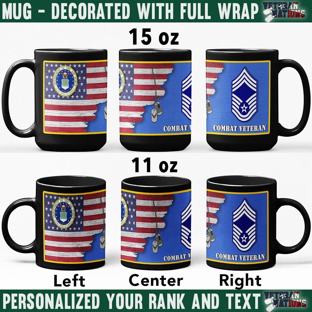 US Air Force Ranks - Personalized 11oz - 15oz Black Mug-Mug-Personalized-USAF-Ranks-Veterans Nation