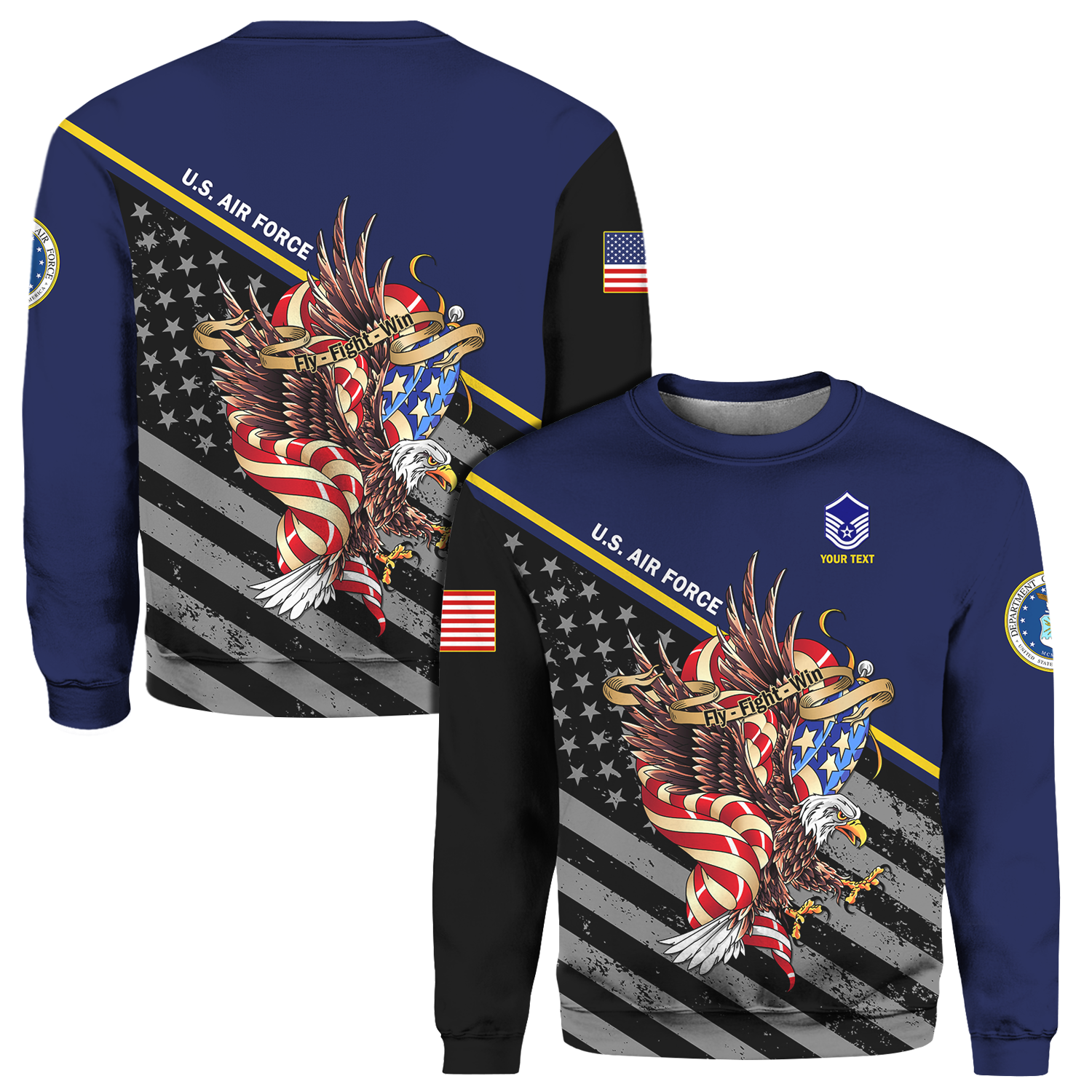 Custom 3D All Over Prints Crewneck Sweatshirt, Personalized Name And Ranks, Military Motto-AOV-Custom-Veterans Nation