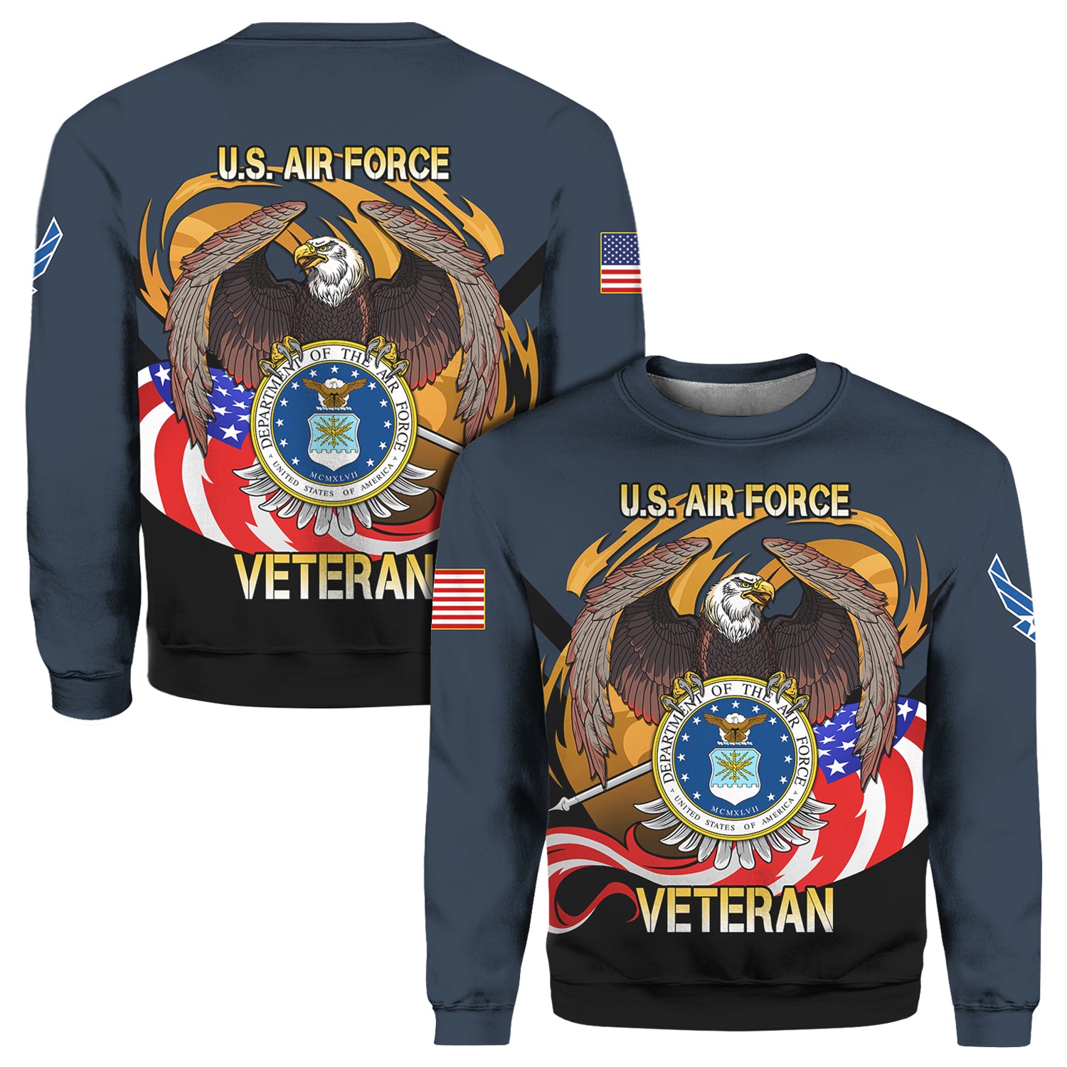 US Veteran American Eagle 3D All Over Prints Crewneck Sweatshirt-Full Printed Apparel-Veterans Nation