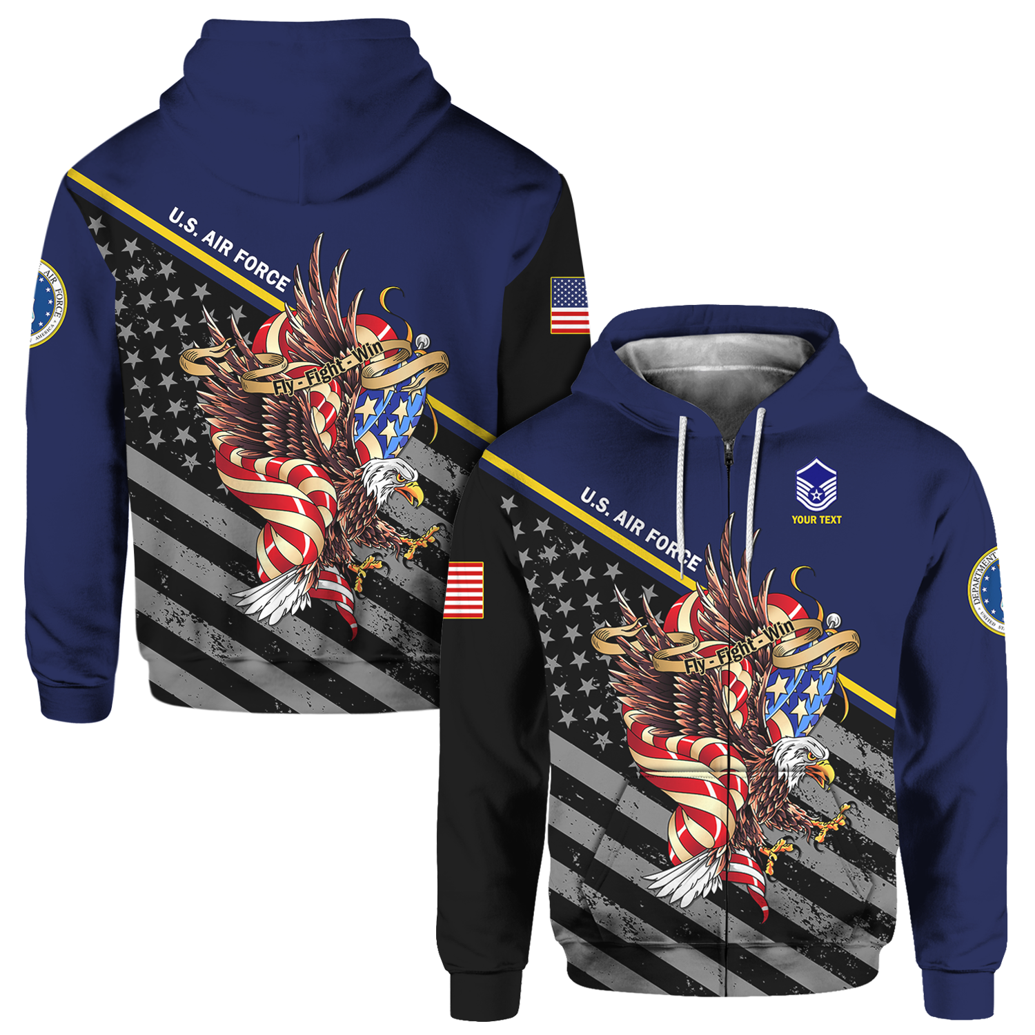 Custom 3D All Over Prints Hoodie, Personalized Name And Ranks, Military Motto-AOV-Custom-Veterans Nation