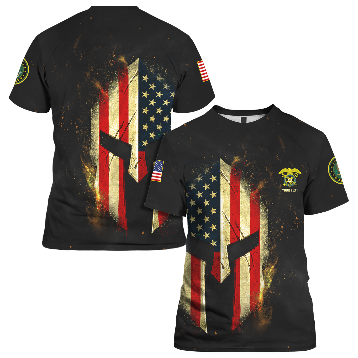 Custom 3D All Over Prints T-Shirt, Personalized Name And Ranks, Spartan Warrior-AOV-Custom-Veterans Nation