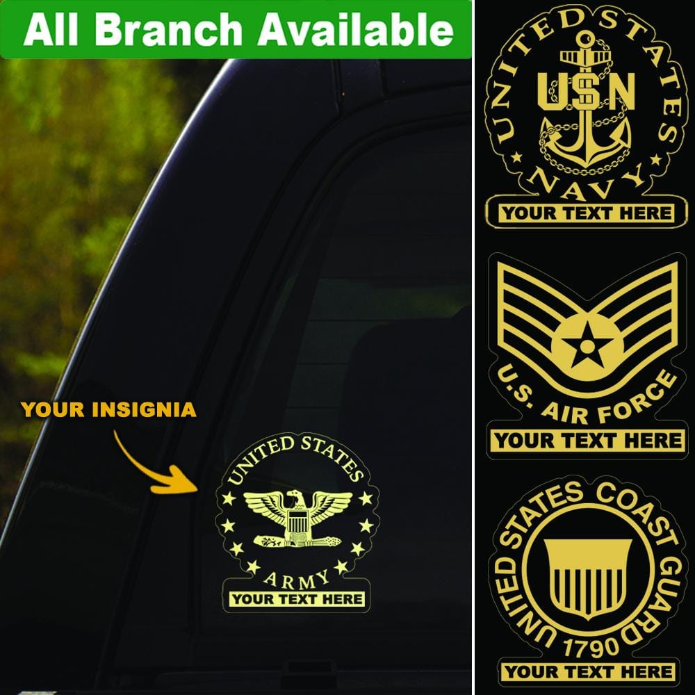 US Military Insignia Personalized Clear Stickers-Decal-Personalized-AllBranch-Veterans Nation