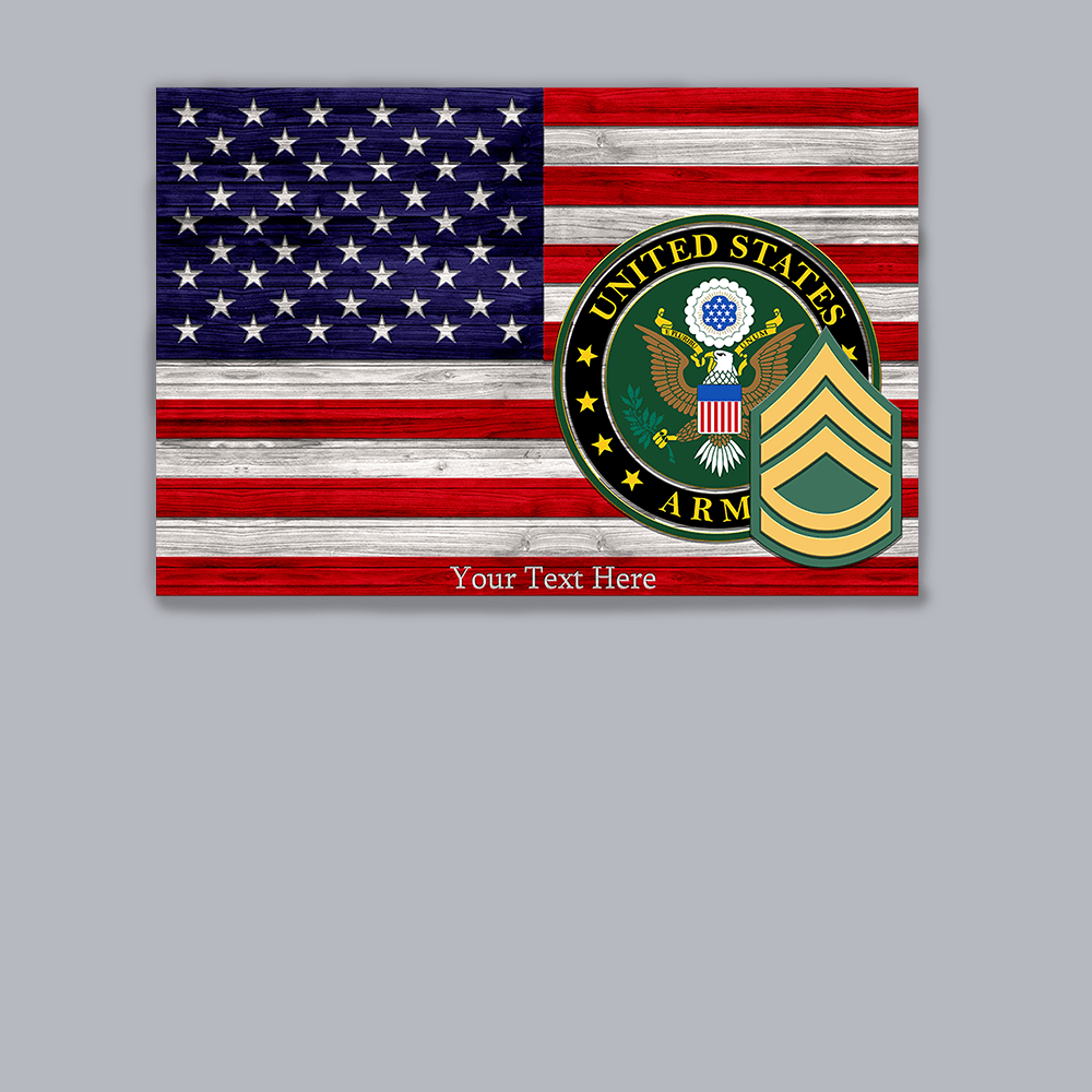 Personalized Canvas 1.5in Frame - American Flag With Military Ranks/Insignia - Personalized Text & Ranks/Insignia-Canvas-Personalized-AllBranch-Veterans Nation