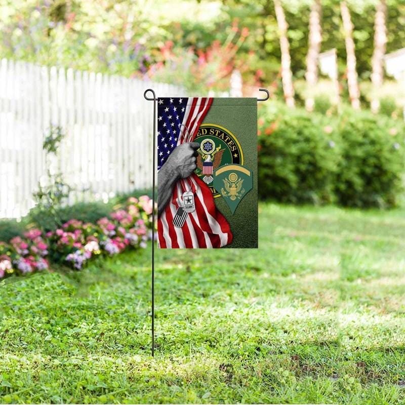 Half USA Flag With Military Ranks/Insignia D04 Garden Flag/Yard Flag 12 Inch x 18 Inch Twin-Side Printing-GDFlag-AllBranch-Veterans Nation